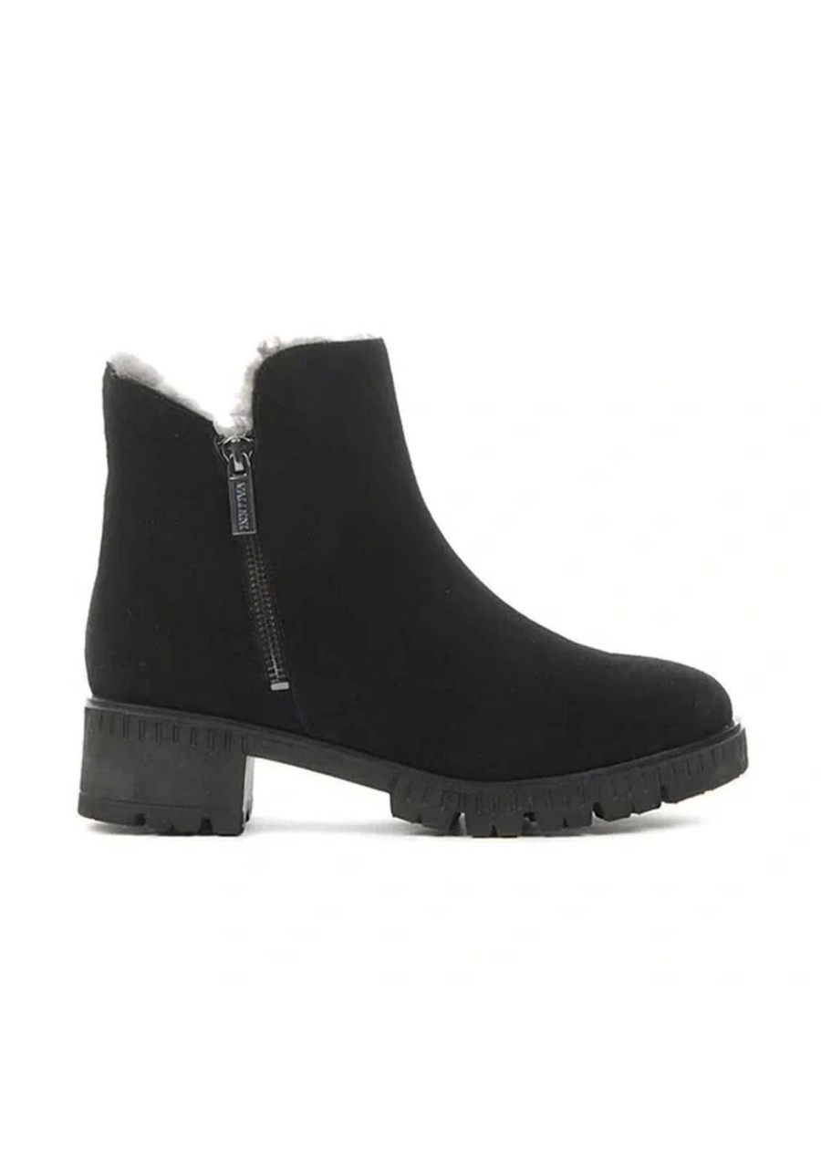 Shoes Sundance Shoes | Valdini Ivory Waterproof Boot - Fs Black Suede