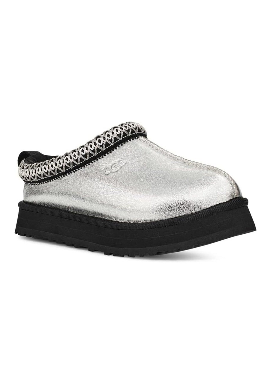 Kids Sundance Shoes | Ugg® Kids' Tazz Leather Slipper Silver