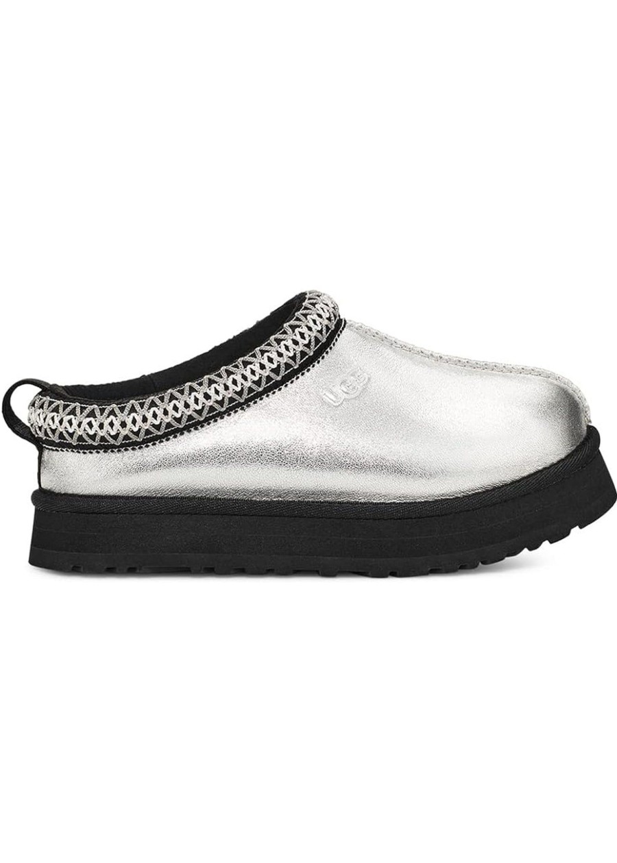 Kids Sundance Shoes | Ugg® Kids' Tazz Leather Slipper Silver