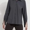 Clothes Sundance Shoes Long Sleeves | Lysse Jodi Slim Button Down Shirt Charcoal