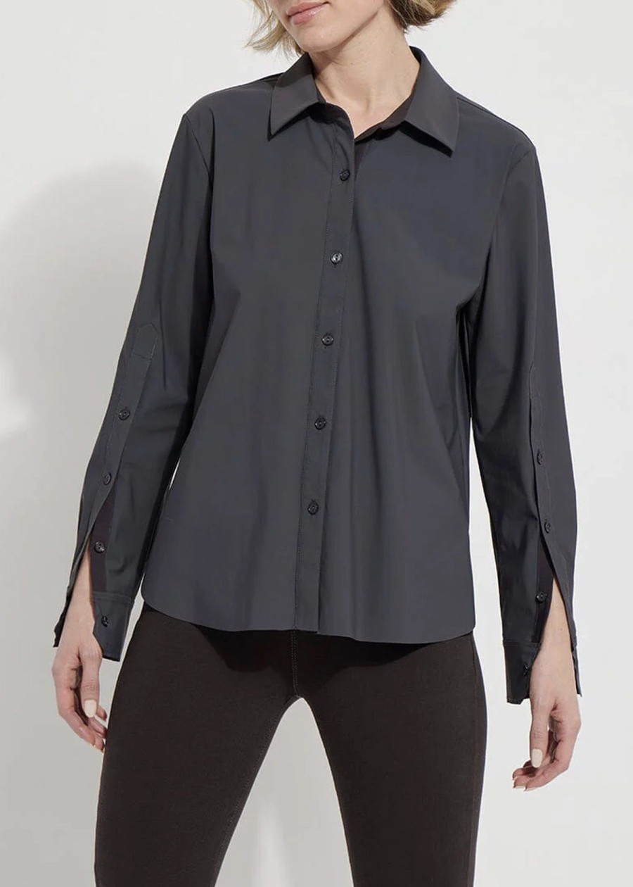 Clothes Sundance Shoes Long Sleeves | Lysse Jodi Slim Button Down Shirt Charcoal