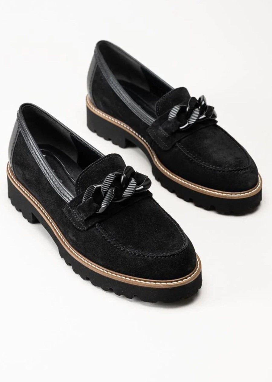 Shoes Sundance Shoes Loafers & Oxfords | Gabor Chain Loafer Black