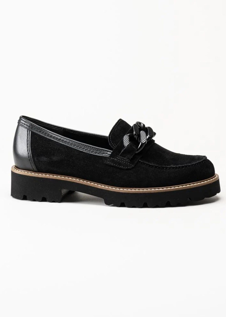 Shoes Sundance Shoes Loafers & Oxfords | Gabor Chain Loafer Black