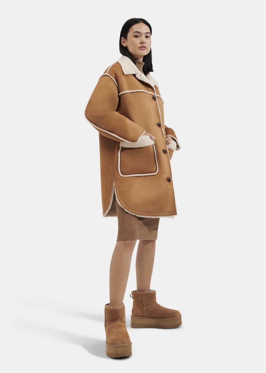 Clothes Sundance Shoes | Ugg®Takara Luxefluff Mid Jacket - Fs Chestnut