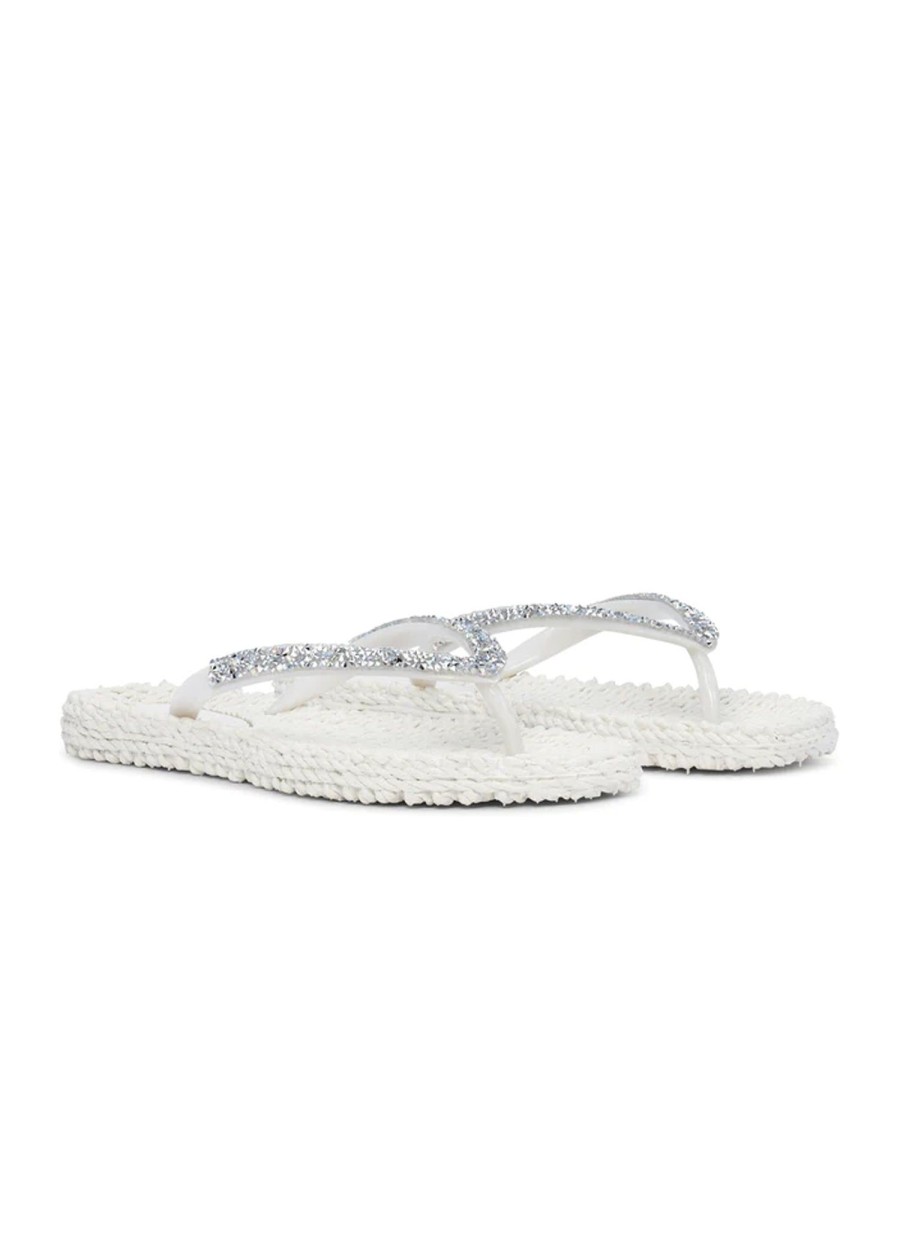 Shoes Sundance Shoes Flip Flops | Ilse Jacobsen Cheerful Bejeweled Flip Flops Creme