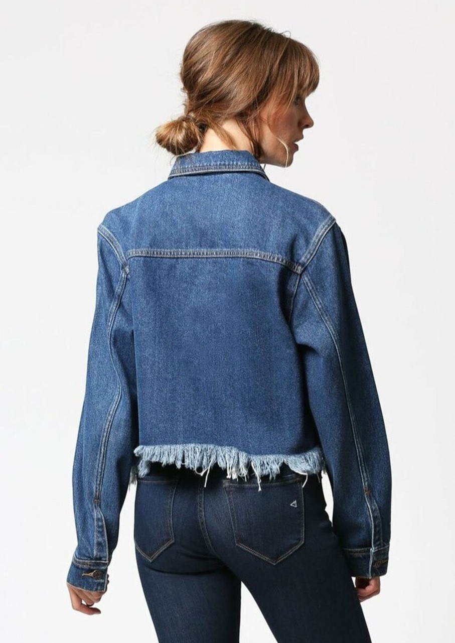 Clothes Sundance Shoes | Hidden Frayed Collared Denim Jacket