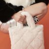 Accessories Sundance Shoes Totes | Jayley Faux Fur Diamond Stitch Tote Bag Cream