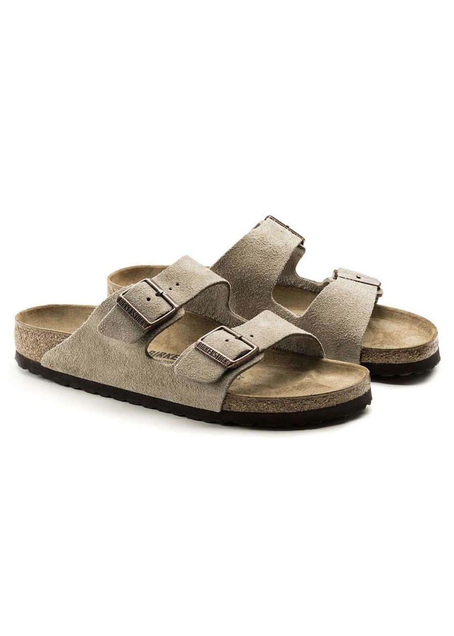 Shoes Sundance Shoes Sandals | Birkenstock Arizona Bs Suede Leather Sandal Taupe